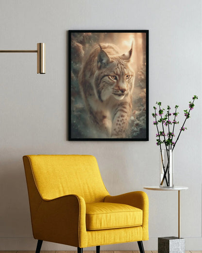 Lynx Winter Forest Wall Art Print - Majestic Wildlife Landscape Poster