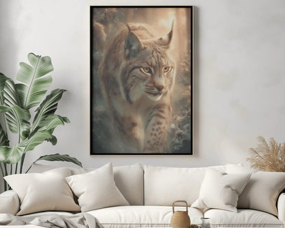 Lynx Winter Forest Wall Art Print - Majestic Wildlife Landscape Poster