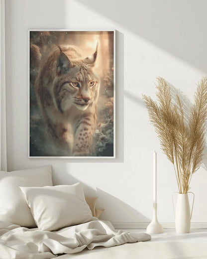 Lynx Winter Forest Wall Art Print - Majestic Wildlife Landscape Poster